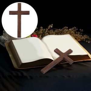 Handcrafted Solid Wood Hand Cross 4.64” x 2.75” Rustic Brown Wall or Altar Decor